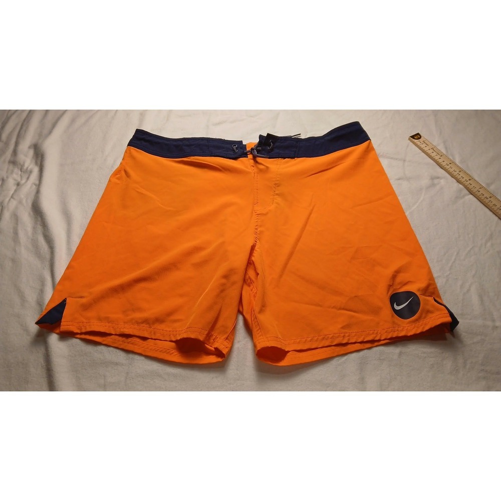 Nike Mens Orange Navy Blue Board Shorts Swim Trunks Size 36 NESSB537